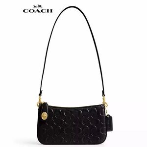 Coach Penn B4/ Black Shoulder Bag Signature Patent Leather CM552